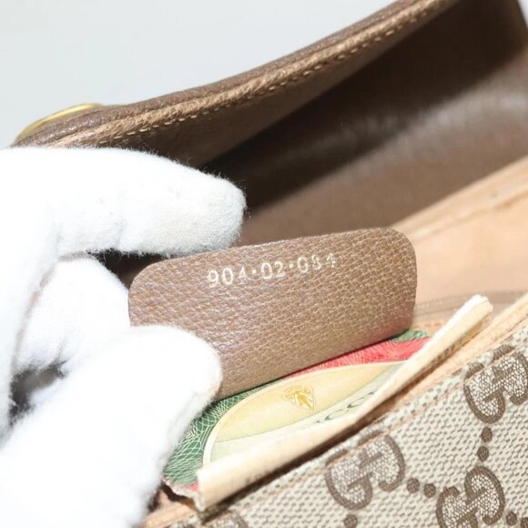 GUCCI GG Supreme Web Sherry Shoulder Bag PVC Beige Gold 904 02 084 Auth BA2769 - Picture 10 of 16